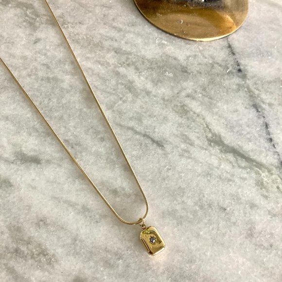 Star Constellation Rounded Edge Rectangle Stainless Steel Gold Necklace - Picture 8 of 9